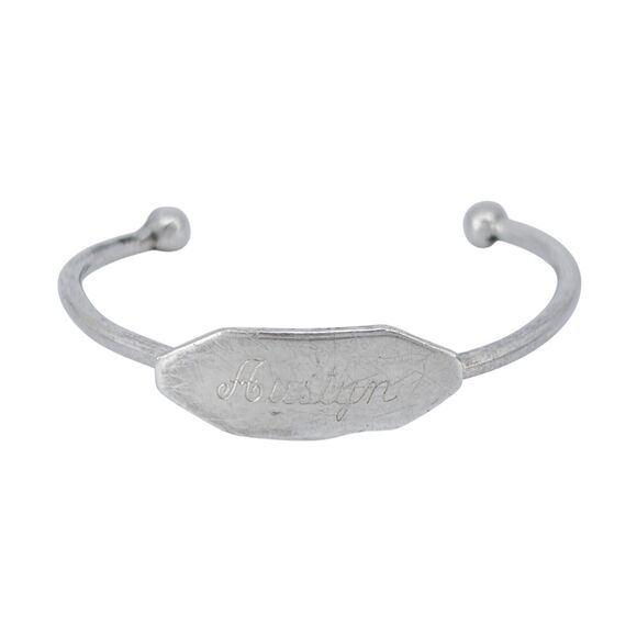 Vintage Child's Sterling Silver 925 "Austyn" Cuff Bracelet 4.25" - Picture 2 of 8